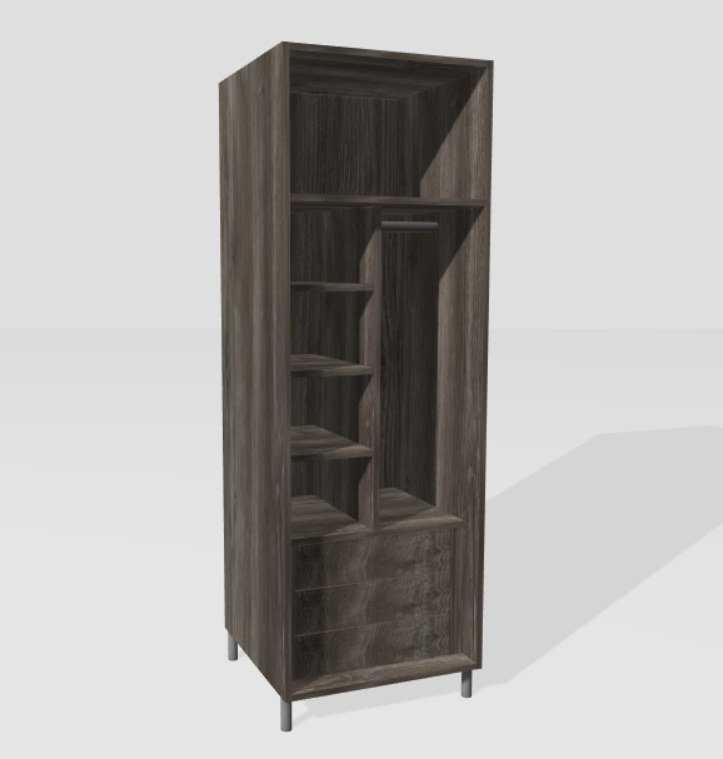 Wardrobe with internal drawers and divider
