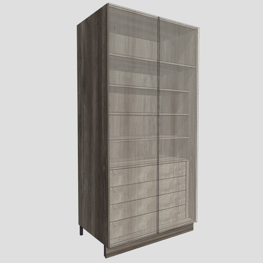 Wardrobe with a fixed shelf, adjustable shelves and drawers