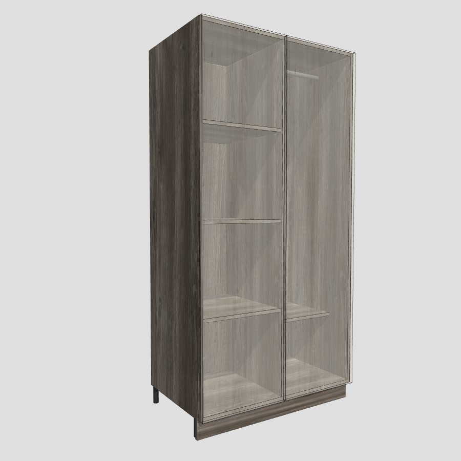 Wardrobe with divider, shelves, hanging rail and shoe shelf on a right side
